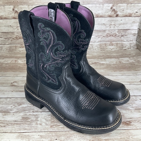 Ariat Shoes Ariat Fat Baby Ii Womens Western Cowgirl Black Embroidered Riding Boots Euc